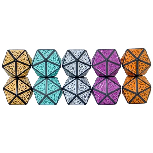 SmartDealsPro 10-Pack 20 Sided Dice D20 Polyhedral Dice for DND RPG MTG Table Game (Mix Retro Color 2) - color: Mix Retro Color 2