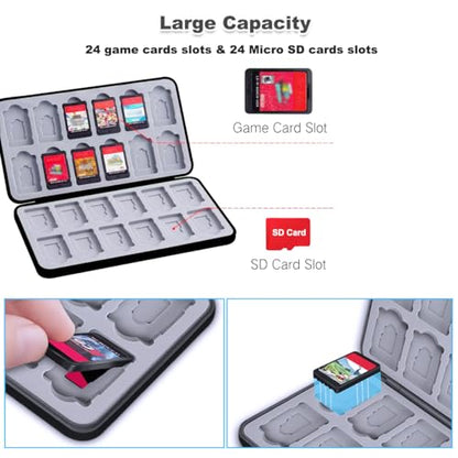 Game Card Case for Nintendo Switch/Switch 2/OLED/Lite, Portable Switch Game Case Magnetic Closure Switch Game Holder with 24 Slots for Games Cards & SD Cards Durable Cartridge Cases Hard Shell, Black - color: Black