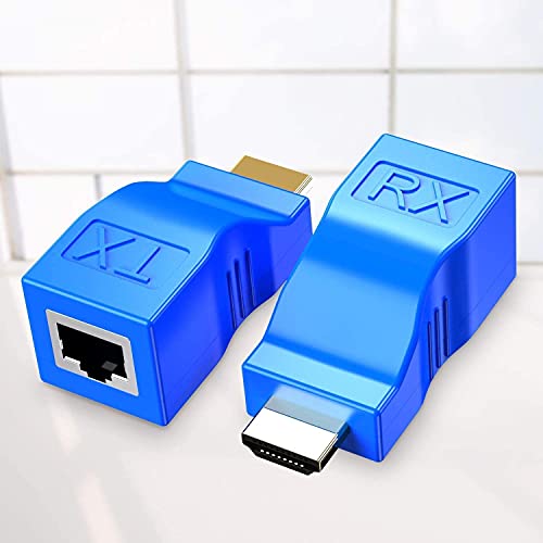 Eanetf HDMI to RJ45 Extender, HDMI to RJ45 Ethernet Network Converter Over by Cat5-e/6 Cable Splitter 1080p up to 30m/98ft Repeater for HDTV HDPC PS4 STB