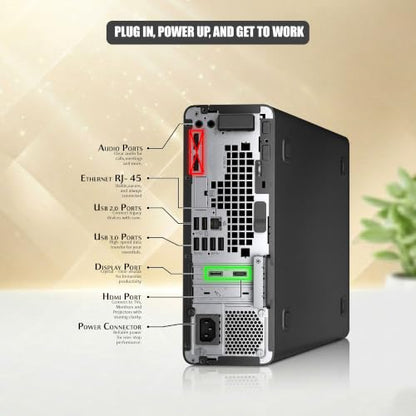 BTO HP G5 SFF Desktop Computer, Intel i7 9th Gen Processor, 512GB SSD, 16GB DDR4 RAM, GTX 1050Ti 4GB GDDR5, Wi-Fi, Windows 11 Pro, RGB Keyboard & Mouse, Gaming PC (Renewed)