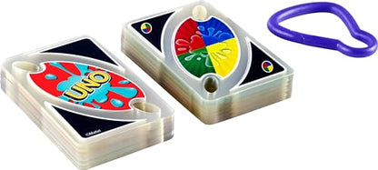 Mattel Games UNO Splash Card Game, Ages 7+, 2-10 Players | With Waterproof Cards &Portable Carabiner Clip for Travel, Pool Time, Camping & Game Nights Away - style: Uno Splash