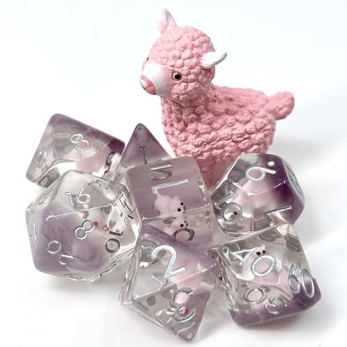 Sage's Portal Animal Familiars Resin DND Dice Set Polyhedral Dice Set for Dungeons and Dragons RPG Pathfinder Tabletop TTRPG (Llama+ Figurine) - color: Llama + Mini Figure, style: Dice Set +Mini Figure