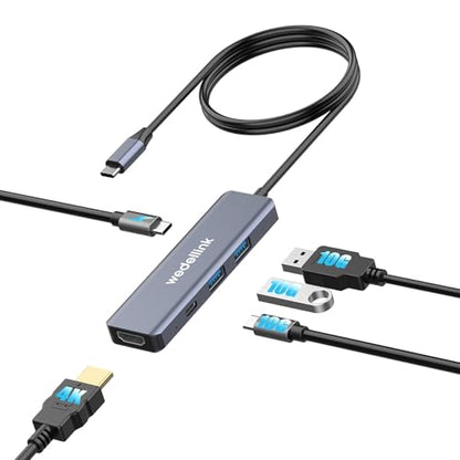 USB C Hub 5-in-1 Docking Station Portable HDMI 4K 30Hz with 100W PD Fast Charging, USB-C & USB-A 10Gbps, Travel-Friendly for Dell HP MacBook Air/Pro, iPad, Surface, Samsung Galaxy