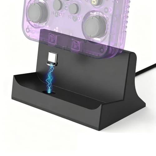 Magnetic Charging Dock for R36S Handheld Game Console, Desktop Charger Base with Anti Slip Stand, Type-C Charging Station for R36S Retro Game Console
