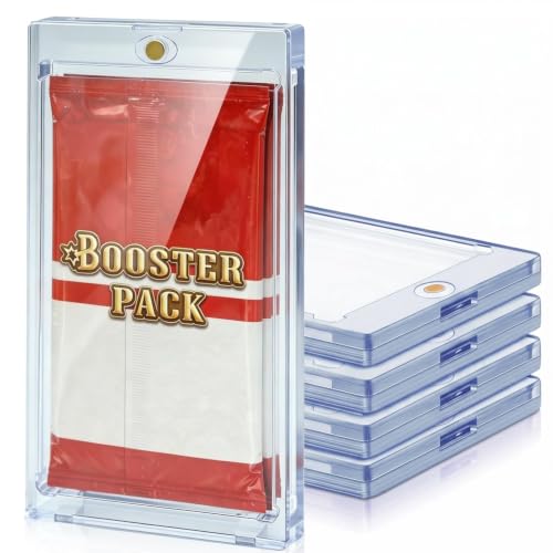 5PCS Magnetic Booster Pack Holder, Snug Fit Acrylic Clear Display Case for Standard TCG & Sports Card Packs, UV-Resistant Protector for Sealed Trading Cards Organization - size: 5PCS