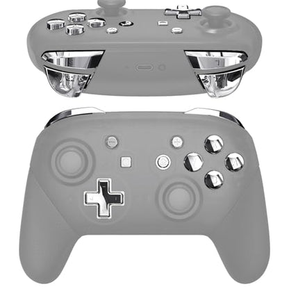 eXtremeRate Chrome Silver Repair ABXY D-pad ZR ZL L R Keys for Nintendo Switch Pro Controller, Glossy DIY Replacement Full Set Buttons with Tools for Nintendo Switch Pro - Controller NOT Included - color: Chrome Silver