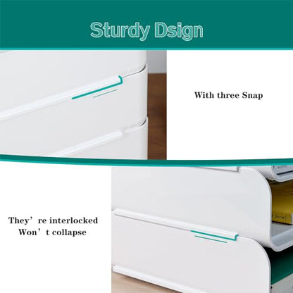 (4pcs Pack) HKeeper Stackable Paper Trays,Letter Tray Organizer,Office Desktop Organizer,A4 Paper Holder,Supplies Magazine,File Documents,Receipts（White,Regular）