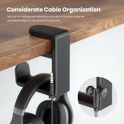Rotating Headphone Stand - EURPMASK Upgraded PC Gaming Headset Stand, Adjustable Clamp-on Headphone Holder, Headphones Hanger Hook Under Desk with 360 Degree Swivel&Cable Clip Organizer - Darth Vader - color: Darth Vader Black