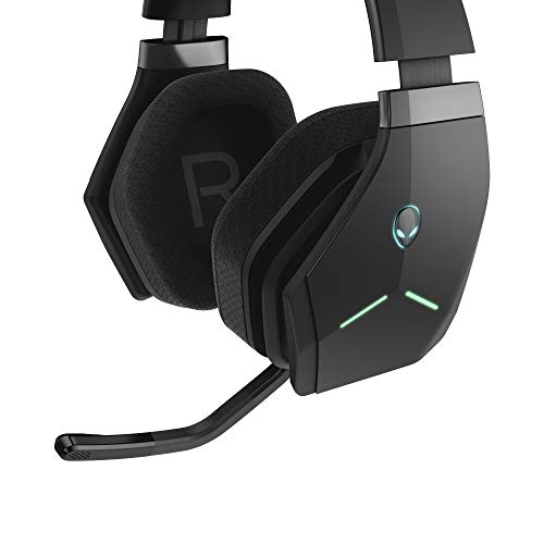 Alienware Wireless Gaming Headset–Aw988 –7.1 Surround Sound- RGB Alienfx -Boom Noise-Cancelling Mic -Sports Fabric Earcups -Works W/ PS4, Xbox One, Nintendo Switch & Mobile Devices Via 3.5mm Connector