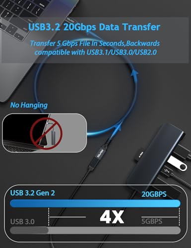 USB C Extension Cable 0.5FT, USB C Male to Female Extender 20Gbps 100W | 4K@60Hz Video, Nylon Braided, Aluminum Alloy Shell, Reinforced joint, USB-C Extender for Laptop, Tablet, SSD, Monitor - size: 0.5FT