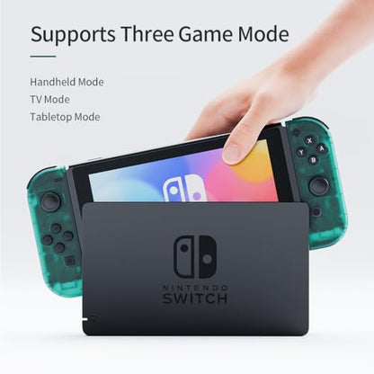 Tideal Set of Replacement Controller for Nintendo Switch - Compatible with Nintendo Switch (1) / OLED/Lite - Dual Vibration/Motion Control / 6-Axis Gyro (Transparent Dark Green) - color: Transparent Dark Green