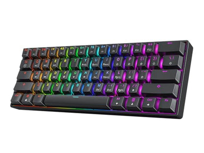 HK GAMING GK61HE 60% | Magnetic Mechanical Gaming Keyboard | Rapid Trigger 0.1mm Step | 61 Keys Multi Color RGB | 1kHz Polling Rate | PC/Mac Gamer | US Layout (Black) - color: Black
