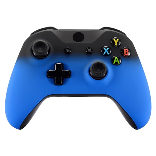 eXtremeRate Shadow Blue Faceplate Cover, Soft Touch Front Housing Shell Case, Comfortable Soft Grip Replacement Kit for Xbox One S & Xbox One X Controller - Controller NOT Included - color: Shadow Blue