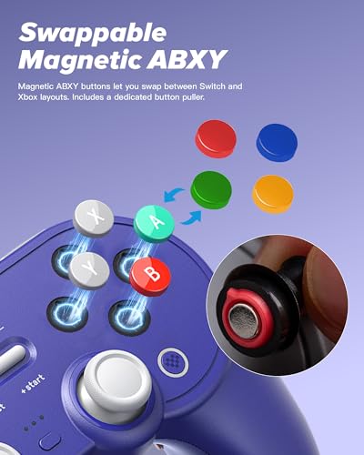 8Bitdo Pro 3 Bluetooth Controller with TMR Joysticks (Purple) | Swappable ABXY Buttons, Pro Back Buttons, Hall Triggers, Charging Dock, for Switch/Switch 2, Windows, Apple, SteamOS, Android - color: Purple, size: Pro 3