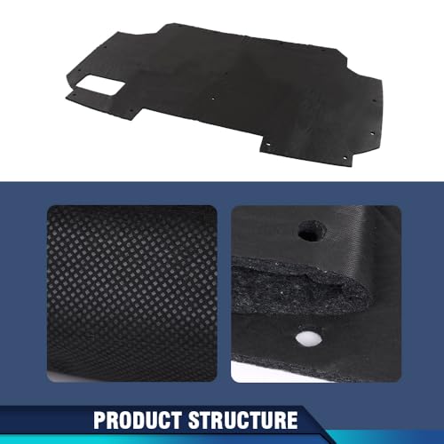 PIT66 Hood Insulation Pad W/ Clips Compatible with Ford F150 F250 F350 Bronco 1987-1991 - style: 1987-1991 Ford F150