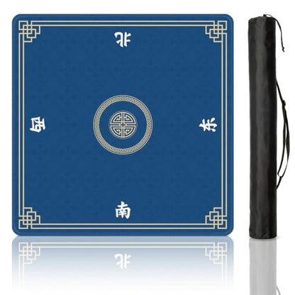 Mahjong Mat for Table, 31.5" x 31.5" Noise Reduction Non Slip Waterproof Mahjong Table Mat with Carrying Bag, Suitable for Mahjong, Poker, Board Games, Dominoes, and Card Games(Blue) - color: Blue