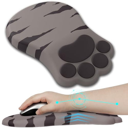 L-SPOUTTO Ergonomic Mouse Pad with Wrist Rest,Cute Mouse Pad Wrist Support | Cat Paw Comfortable Massage Design,Computer Pain Relief Mousepad with Non-Slip PU Base for Desk Laptop Gaming,Brown - color: Brown