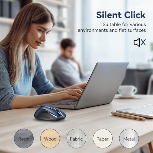 TechRise Bluetooth Mouse (BT5.0/3.0 & 2.4G) Rechargeable Wireless Mouse, 4800 DPI Optical Tracking, 6 Adjustable DPI, 2.4GHz with USB A Receiver, Quiet Clicks, Ergonomic Grips, 6 Buttons - Blue - color: Blue