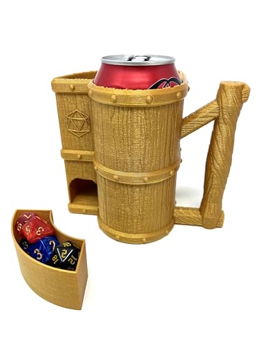 MunnyGrubbers - Mug Dice Tower - No Paint Odorless Insulated Cup Can Dice Tower - (Random 7PCS D20 Dice Set Included) - Dice Jail - Dice Holder - Dungeons and Dragons - DND Gift - (Gold) - color: Gold