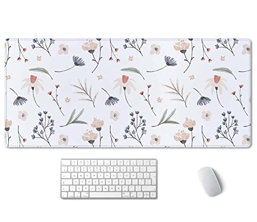 SSOIU Extra Large Flowers Desk Mat, Cute XXL Gaming Mouse Pad 35.5" X 15.7" - color: Flowers Desk Mat