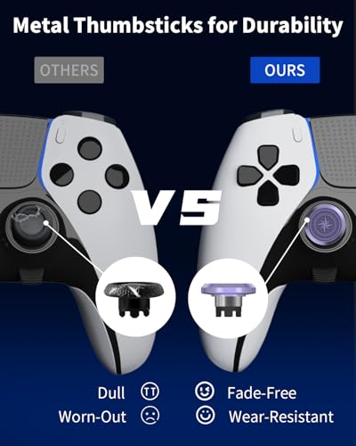 KD.FLY Metal Thumbsticks & Back Paddles for PS5 Edge Controller Joystick Replacement, Custom Analog Thumb Sticks Caps for PS5 Dual Sense Edge Stick Module, 2 Joystick, 4 Back Buttons, Star - color: Star