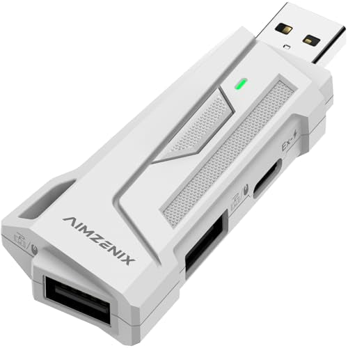 AX200 Keyboard and Mouse Adapter for PC, Keyboard Adapter Compatible with Nintendo Switch & PC, AX200 Converter for Playing FPS/TPS Games, App Customize Recoil, Smart Rocker, Aim Assist, Sensitivity