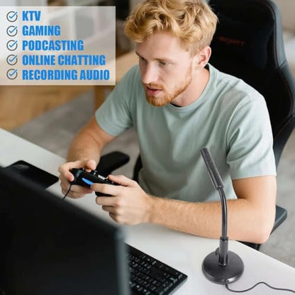 Mini USB Condenser Microphone with Adjustable Stand, Plug & Play Computer Mic for PC Laptop Mac, Gaming Streaming Recording Video Conference Zoom