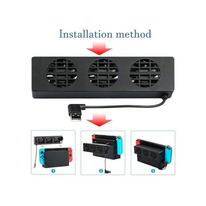 OSTENT Three Fans Cooler Cooling Fan Dock for Nintendo Switch Console