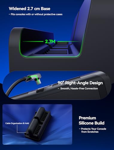 JSAUX Extender Cable with Stand for Switch 2 Dock, 35cm USB C Extension Cable for Thick Protective Cases, Fast Charging, 10Gbps Data, 4K@60Hz Video Output, 1:1 Dock Function Restore, Passive Cooling
