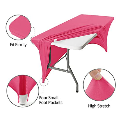 Peomeise 6FT Spandex Table Cover Rectangular Stretch Spandex Tablecloth (Hot Pink,6FT) - color: Hot Pink, size: 72" x 30" (Rectangular)