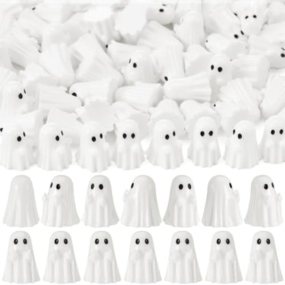 Weysat 100 Pcs Mini Halloween Ghost Figurines Miniature Resin Spooky Cute Finger Ghost Tiny Halloween Miniatures for Spooky Tiered Tray Decor Vase Filler Home Tabletop Shelf Centerpieces Party Favors - style: Ghost