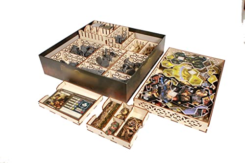 The Broken Token Game Organizer Compatible with The Lord of The Rings: Spreading War Expansion - Wooden Game Organizing Box with Multiple Trays and Dividers - style: Spreading War Expansion