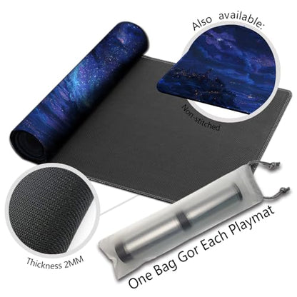 MTG Playmats(Stitched) 14x24in Compatible for OCG CCG RPG TCG Playmats with Card Zones Storage Bag (Starry Sky Dragon-No Zone) - color: Starry Sky Dragon-no Zone