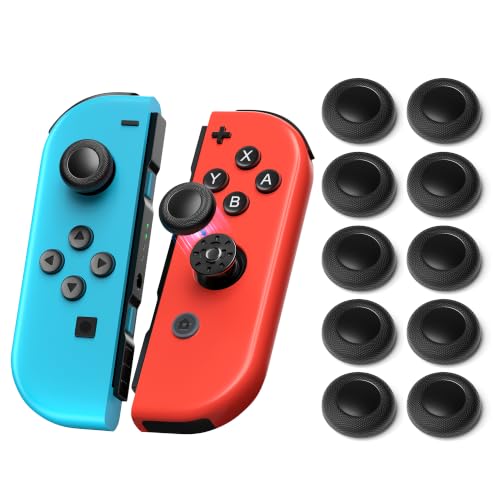 NEWDERY Replacement Thumb Grips for Nintendo Switch/OLED/Lite | 10PCS, Anti-Slip, Diamond Texture, TPU Grip Caps, Joystick Covers, Repair Accessories, for Nintendo Switch/OLED/Lite Joy-Con