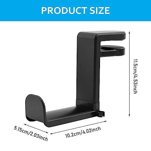 Headphone Stand, Desktop Headset Holder 360° Rotating & Adjustable Arm Clamp, Gaming Headset Hanger with 2 Data Cable Protection Ropes, for Controllers and Headphones