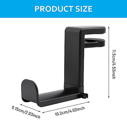 Headphone Stand, Desktop Headset Holder 360° Rotating & Adjustable Arm Clamp, Gaming Headset Hanger with 2 Data Cable Protection Ropes, for Controllers and Headphones