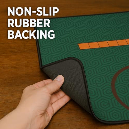 Mahjong Mat for Table, Green, 34 x 34 Inches | Neoprene Rubber, Anti Slip, Noise Reduction, Storage Case Included