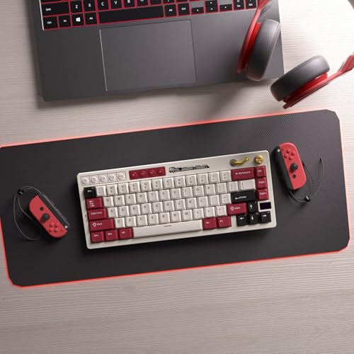 RK ROYAL KLUDGE M65 Wireless Mechanical Keyboard with Volume Knob, 60% Tri-Mode Gaming Keyboard 2.4G/BT/USB-C, Gasket Mount, Battery Display, PBT Keycaps, Hot-Swappable Cream Switch, White - color: red, size: cream switch