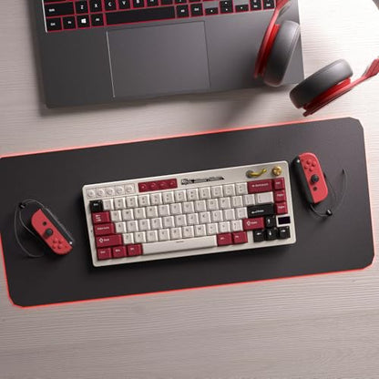 RK ROYAL KLUDGE M65 Wireless Mechanical Keyboard with Volume Knob, 60% Tri-Mode Gaming Keyboard 2.4G/BT/USB-C, Gasket Mount, Battery Display, PBT Keycaps, Hot-Swappable Cream Switch, White - color: red, size: cream switch