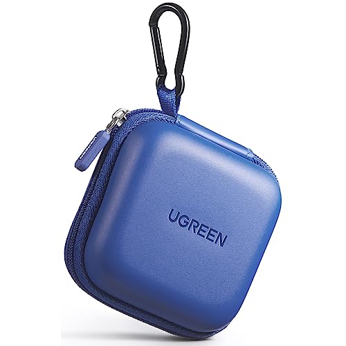 UGREEN Earbud Case, Waterproof Earphone Case Pouch Compatible with AirPods Pro Headphone Case Holder with Stainless Steel Carabiner, for Headphones, Earbuds, SD Memory Card, Camera Chips, Blue - color: Blue