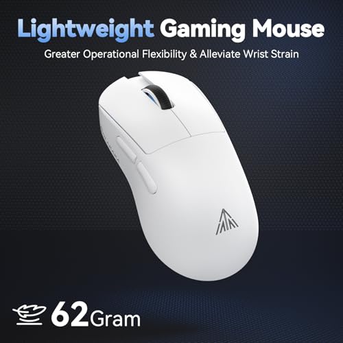 SOLAKAKA SM822 Wireless Gaming Mouse with Charging Dock, Tri-Mode Wireless Mouse, PAW3311 Optical Sensor, Up to 24,000DPI, 62g Lightweight Mouse with 5 programmable Buttons, for PC, Laptop (White) - color: White