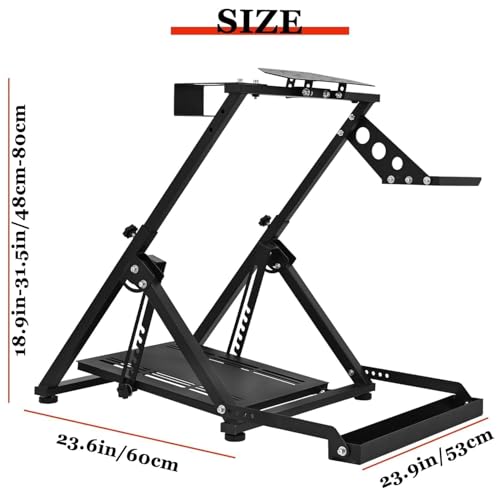Supllueer Foldable Racing Wheel Stand with Seat Slot Fit for Logitech G29 G920 G923,for Thrustmaster T248 T300RS T300 T500,for Fanatec,Adjustable Steering Wheel Stand, No Shifter Handbrake Wheel pedal