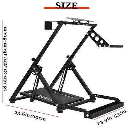 Supllueer Foldable Racing Wheel Stand with Seat Slot Fit for Logitech G29 G920 G923,for Thrustmaster T248 T300RS T300 T500,for Fanatec,Adjustable Steering Wheel Stand, No Shifter Handbrake Wheel pedal