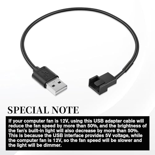 6Pcs Fan Adapter Connector, USB to 3Pin/4Pin PWM 5V USB Fan Power Adapter Cable, Cable Computer Cooler Cooling Fan Power Cable (11.8inch 30cm)