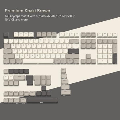 Womier Low Profile Keycaps - Shine Through PBT Keycaps | 60 65 75 100 Percent, Mechanical Keyboard Keycaps for Cherry Gateron MX Switches Keyboard - Khaki Grey - color: Brown