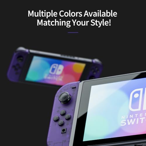 Tideal Set of Replacement Controller for Nintendo Switch - Compatible with Nintendo Switch (1) / OLED/Lite - Dual Vibration/Motion Control / 6-Axis Gyro (Transparent Purple) - color: Transparent Purple