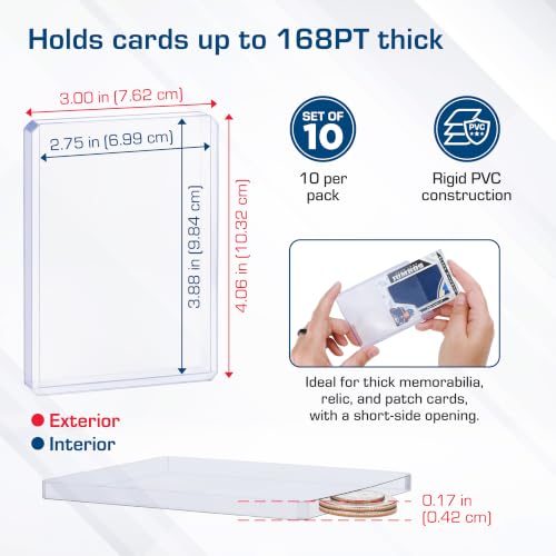 BCW Thick Card Topload Holder | Holds Relic, Patch, and Jersey Cards | Protective Card Sleeves for Collectibles and Trading Cards | Protective Rigid Plastic Display Card Holder (168 pt. / 4.25 MM) - color: 168 Pt. / 4.25 Mm
