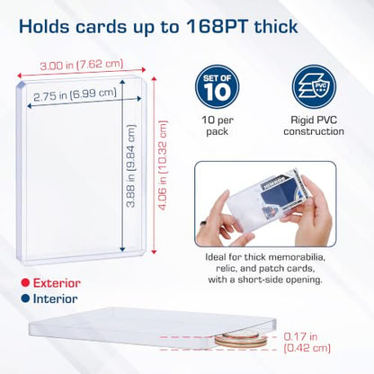 BCW Thick Card Topload Holder | Holds Relic, Patch, and Jersey Cards | Protective Card Sleeves for Collectibles and Trading Cards | Protective Rigid Plastic Display Card Holder (168 pt. / 4.25 MM) - color: 168 Pt. / 4.25 Mm