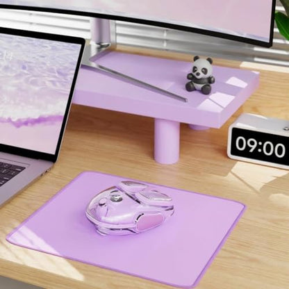 SEUNKWANG Q9 Transparent Wireless Mouse with RGB Lighting, Compact Multi-Device Bluetooth & 2.4G Computer Mouse, Rechargeable, Quiet Clicks, 4800 DPI Cute Mice for Laptop, PC, Mac, iPad - Purple - color: Purple