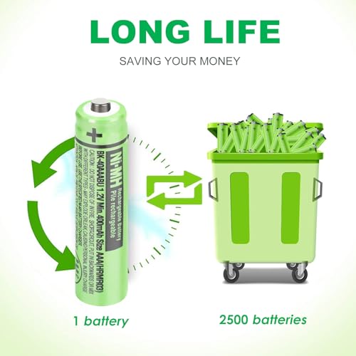 OSIM 8Pack BK-40AAABU Ni-MH AAA Rechargeable Batteries 400mah 1.2V AAA NI-MH Rechargeable Batteries for Panasonic Cordless Phones, Remote Controls, Electronics - size: 400-8PCS